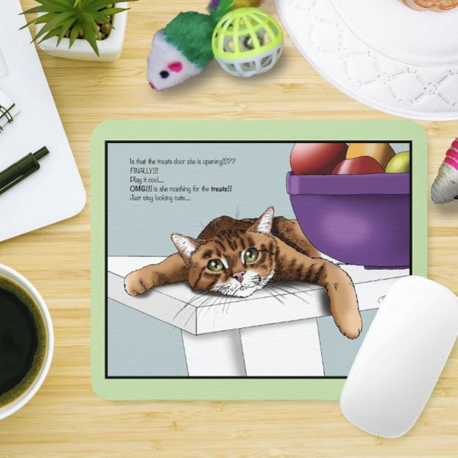 Orange Tabby Niedliche Leckereien Mousepad (Von Creator hochgeladen)