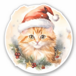 Orange Tabby Niedlicher Weihnachtskalender Aufkleber