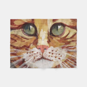 Orange Tabby Painting Detail Fleece Blanket