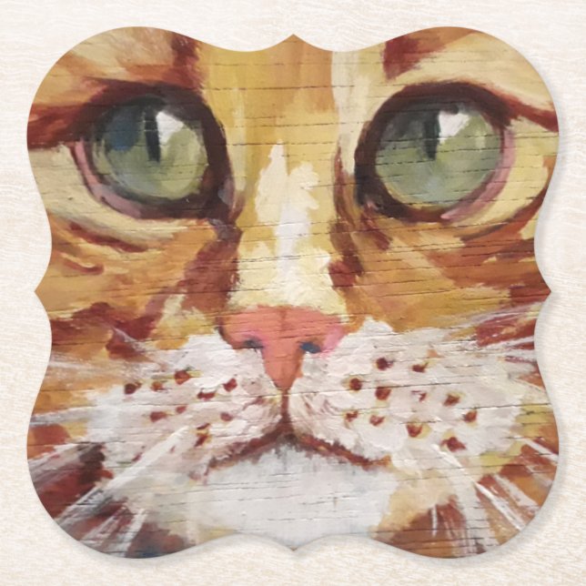 Orange Tabby Painting Detail Paper Untersetzer (Vorderseite)