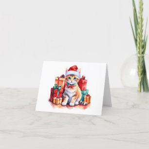 Orange Tabby Santa Katzenbaby, Geschenke BLANK Feiertagskarte