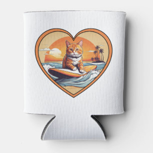 Orange Tabby Surfkatze Dosenkühler