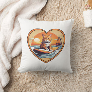 Orange Tabby Surfkatze Kissen