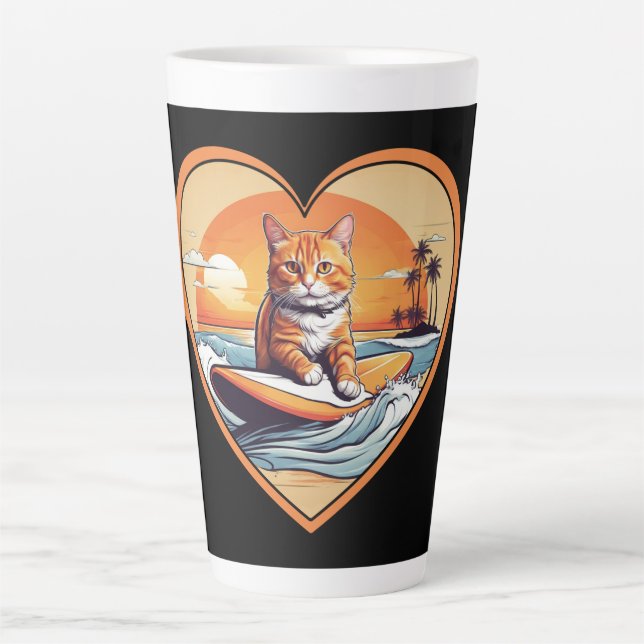 Orange Tabby Surfkatze Milchtasse (Vorderseite)
