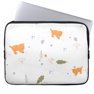 Orange Tabby und Blätter Muster Laptopschutzhülle
