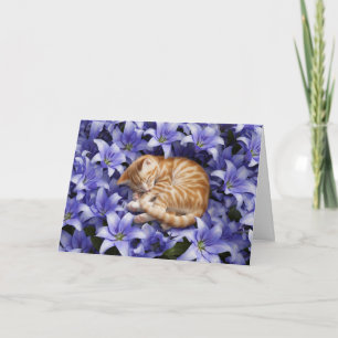Orange Tabby und Lilies Karte