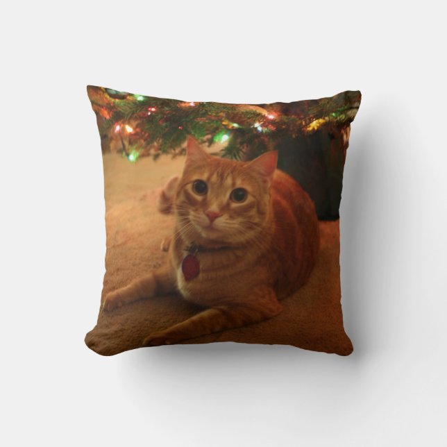 Orange Tabby-Weihnachtskissen Kissen (Vorderseite)