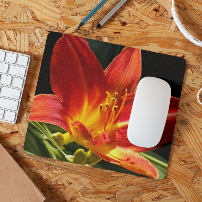 Orange Taglilie Bloom Floral Mousepad (In Situ)