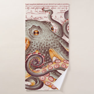 Orange Tangerine Octopus Tentacles Vintage Map Badhandtuch Set