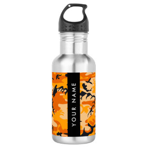 Orange Tarnmuster Personalisieren Sie Ihren Namen Edelstahlflasche