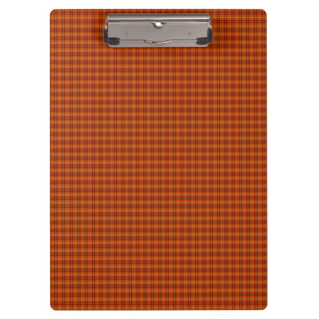 Orange Tartan Clipboard Klemmbrett (Vorderseite)
