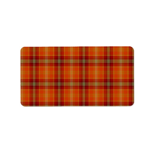 Orange Tartan Labels Adressaufkleber (Vorne)