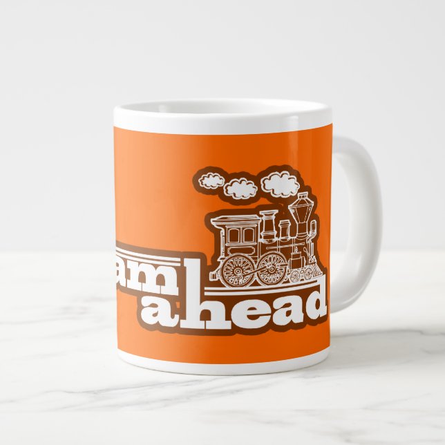 Orange Tasse mit Volldampf-voraus-Triebzug-Jumbo (Vorderseite Rechts)
