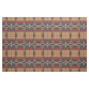 Orange Taupe Brown Red Aquamarin Blue Ethnic Look Stoff