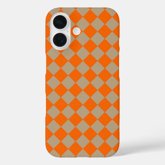 Orange Taupe Checker Diamond Pattern Case-Mate iPhone Hülle (Rückseite)