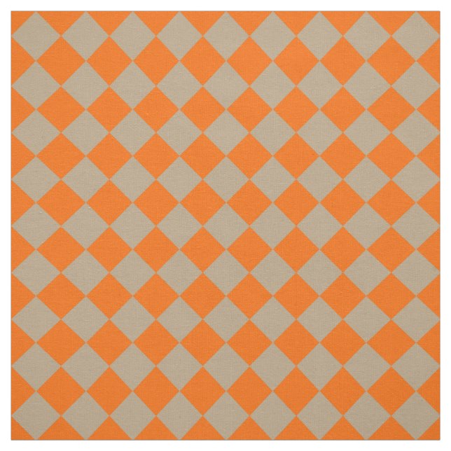 Orange Taupe Checker Diamond Pattern Stoff (Muster)