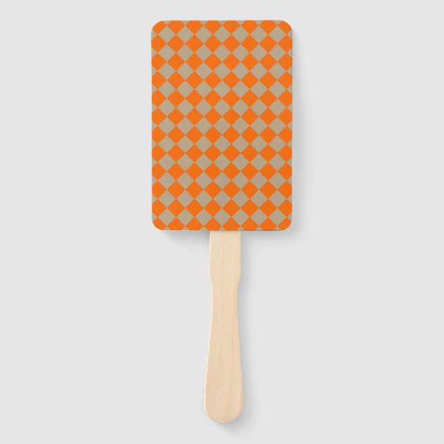 Orange-Taupe-Karton-Diamantmuster Fächer (Vorderseite)