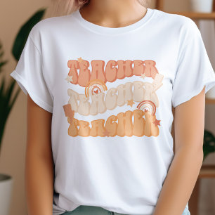 Orange Teacher Lehrer Retro T - Shirt