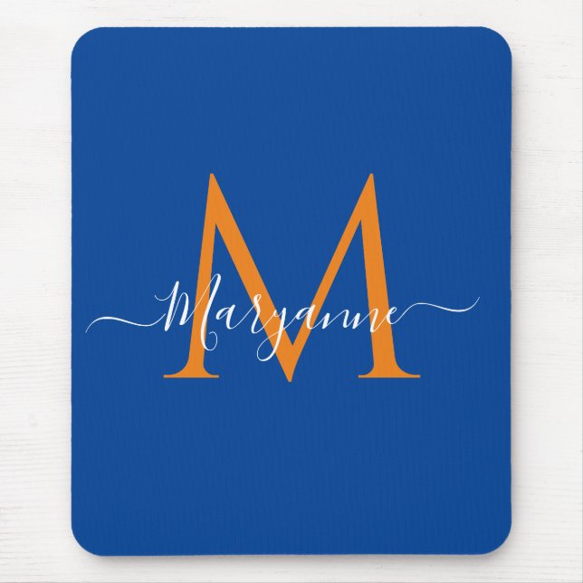 Orange & teal Personalized Monogram Blue Recipes Mousepad (Vorne)