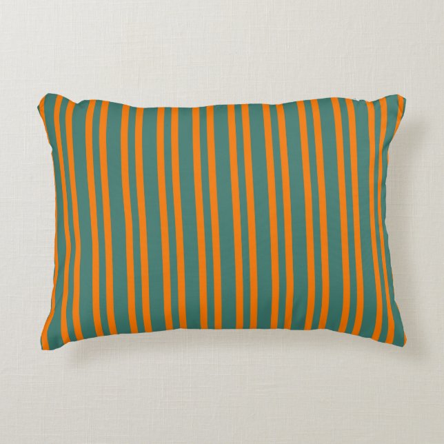 Orange Teal Stripes Seamless Pattern Dekokissen (Vorderseite)