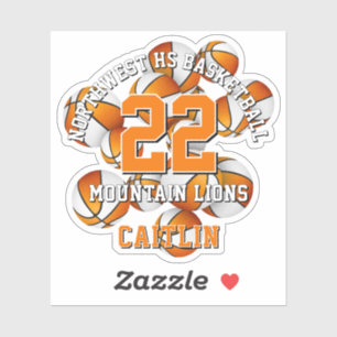 orange Team Farben Basketbälle Cluster w Kinder Na Aufkleber