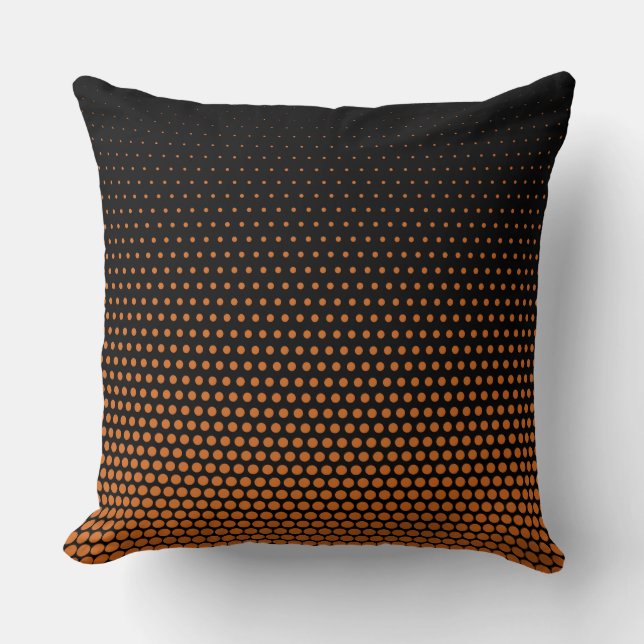Orange Techno Dots Modern Black Kissen (Vorderseite)