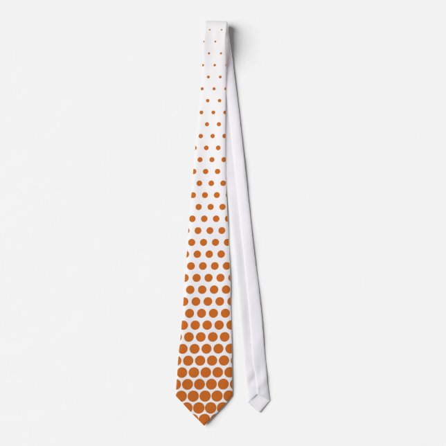 Orange Techno Dots Modern White Krawatte (Vorderseite)