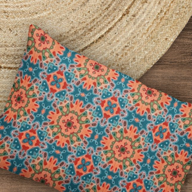 Orange Teel Blue Green Orient Bohemisch Art Muster Kissenbezug (Von Creator hochgeladen)