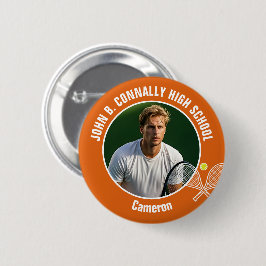 Orange Tennis Player Photo High School Spirit Button