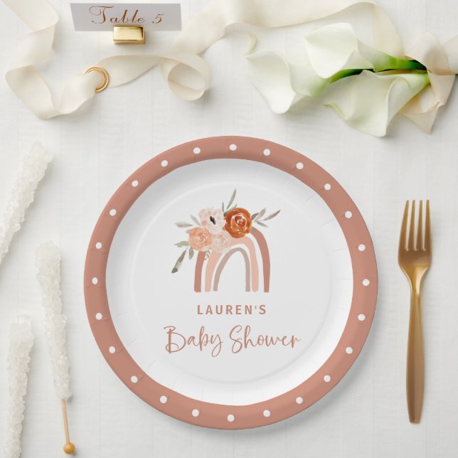 Orange Terracotta Boho | Rainbow Baby Dusche Pappteller (Hochzeit)