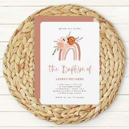 Orange Terracotta Boho | Rainbow Baptisk Einladung