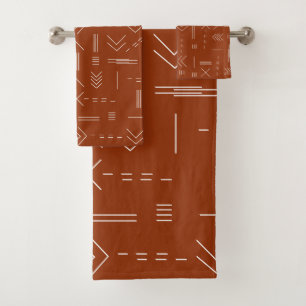 Orange Terracotta Gorgeous Geometrie Muster Badhandtuch Set
