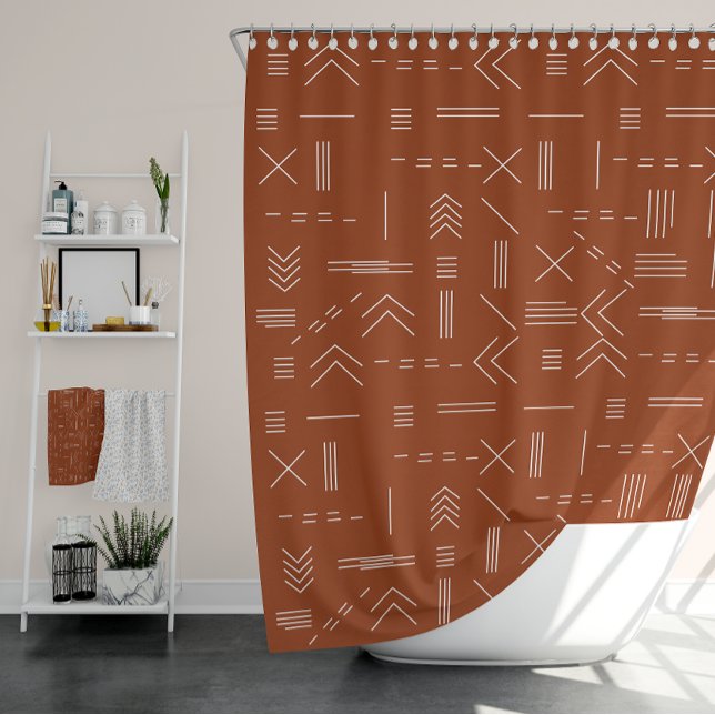 Orange Terracotta Gorgeous Geometrie Muster Duschvorhang (Orange Terracotta Gorgeous Geometric Pattern Shower Curtain)