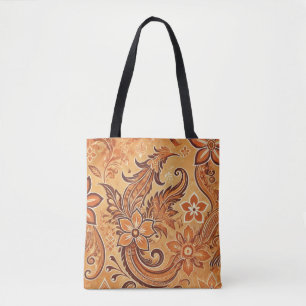 Orange Terracotta Indonesische Batik Floral Muster