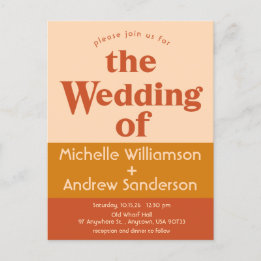 Orange Terracotta Moderne Retro Einladungspostkarte