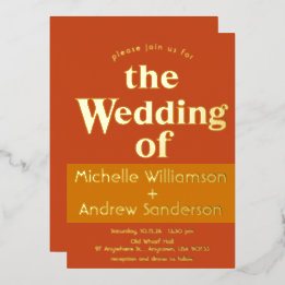 Orange Terracotta Moderne Retro Folieneinladung