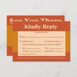 Orange Terracotta Moderne Retro QR Code RSVP Karte
