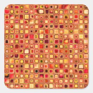 Orange 'Terracotta' Textured Mosaic Tiles Pattern Quadratischer Aufkleber