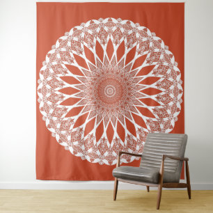 Orange Terracotta Tristyns Mandala Wandteppich