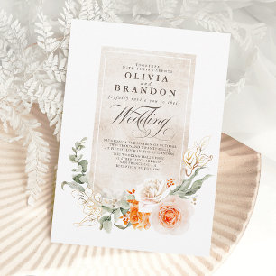 Orange Terracotta und White Floral Wedding Einladu Einladung