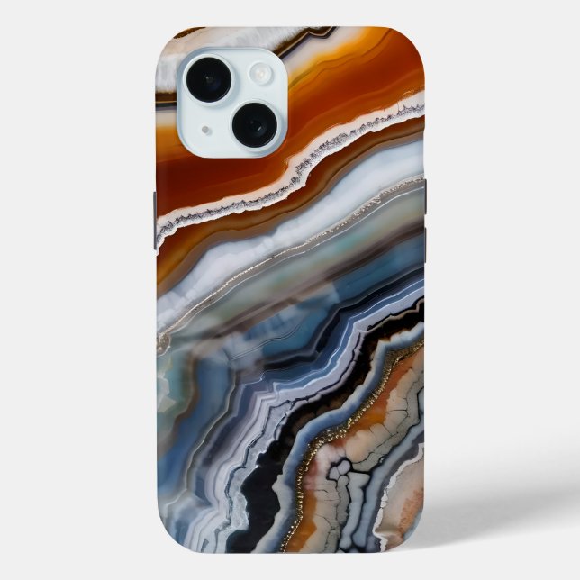 Orange Terracotta White Black Agate Geode Case-Mate iPhone Hülle (Rückseite)