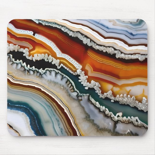 Orange Terracotta White Black Agate Geode Mousepad (Vorne)