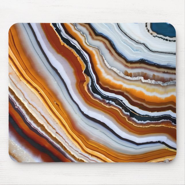 Orange Terracotta White Black Agate Geode Mousepad (Vorne)