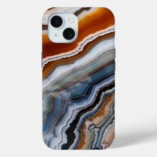 Orange Terrakotta Weiß Schwarz Blau Achat Geode Case-Mate iPhone Hülle