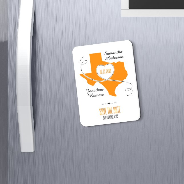Orange Texas Curling Ribbon Save the Date Magnet (Von Creator hochgeladen)