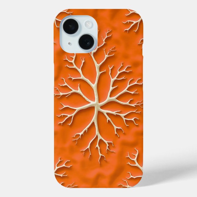 Orange Texture iPhone Case with Organic Pattern (Rückseite)