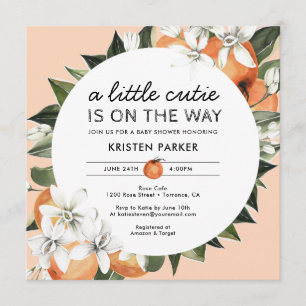 Orange Themed Little Süsse Thema Kinderdusche Einladung