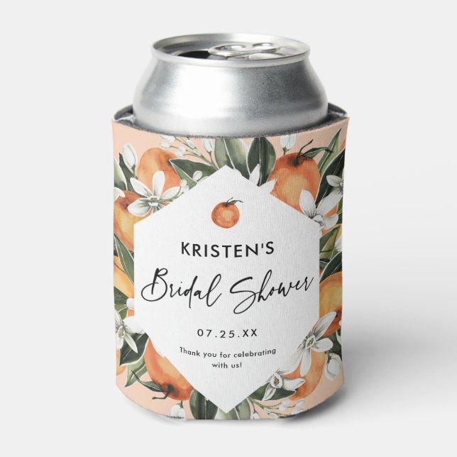 Orange Themed Süsse Citrus Brautparty Favoriten Dosenkühler (Kanne Vorderseite)