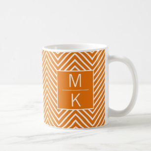 Orange Thin Zickzack Square Splitter Mit Monogramm Kaffeetasse