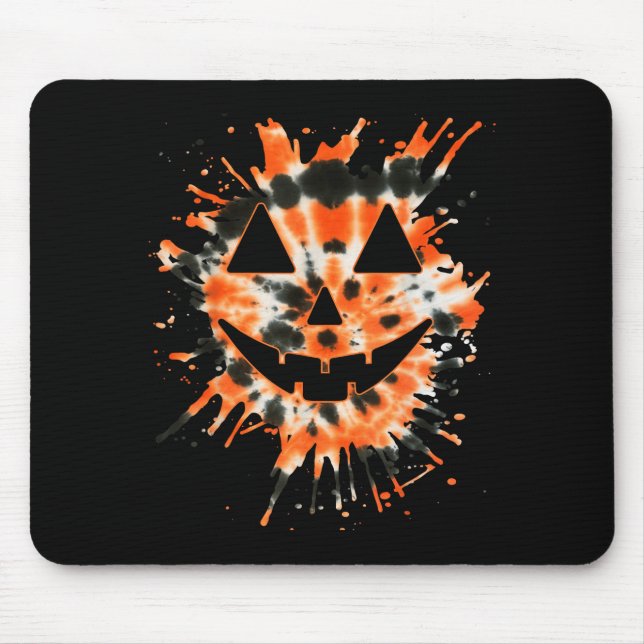 Orange Tie Dye Jack O Lantern Face - Hipe Hallowee Mousepad (Vorne)